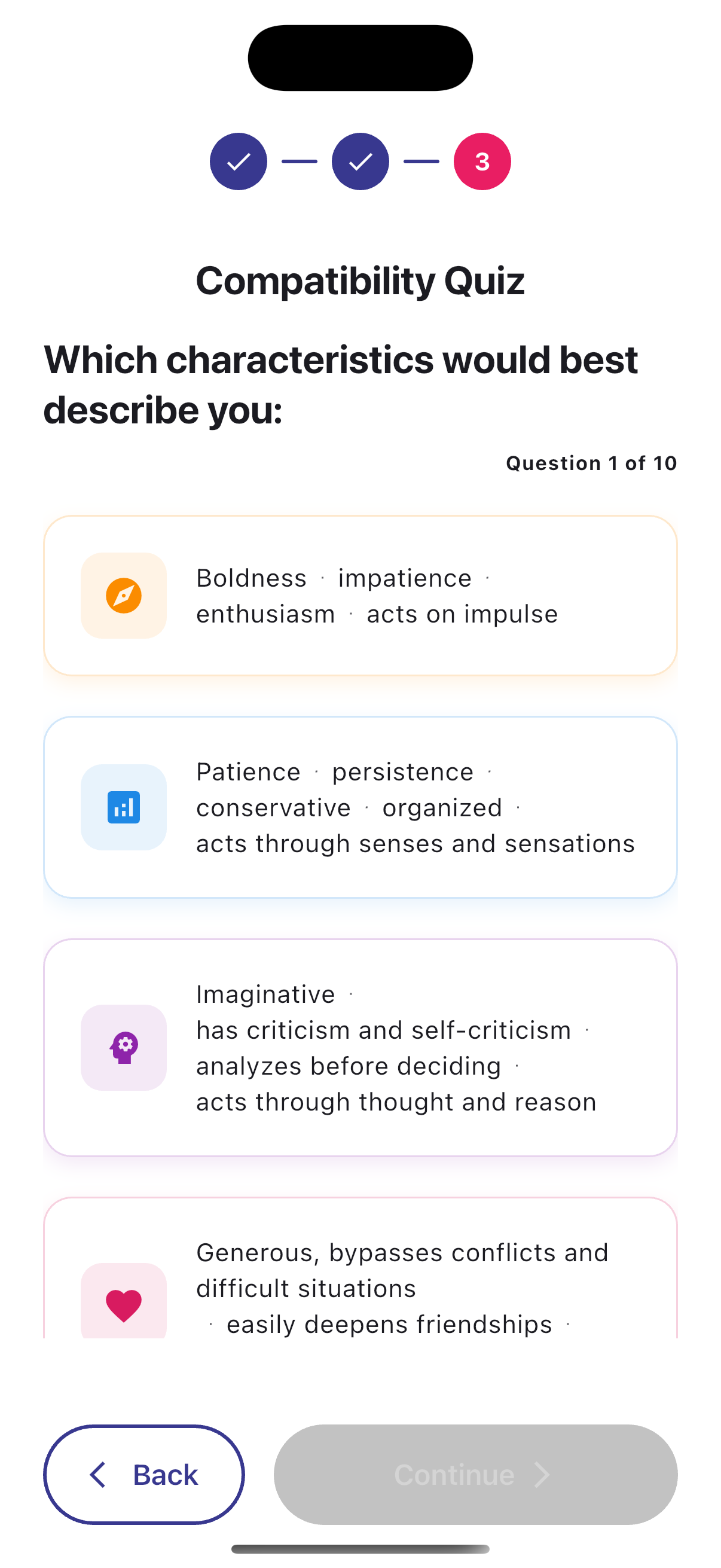 Quiz to identify your profile.